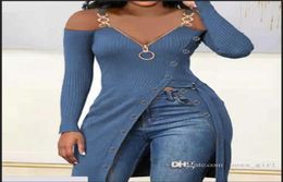 Plus taille s3xl femmes nervures tshirt design de créateur slim sil sexy vneck tops à manches longues hautes zipper couleurs solides pull8445459