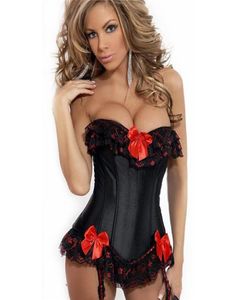 Plus taille s6xl lingerie sexy burlesque en dentelle zipper noire en satin rouge taille d'entraînement corsets Trainer 9466633