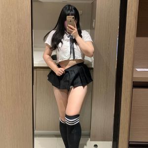 Plus size schoolmeisje lingerie outfit schoolmeisje uniform jk Japanse stijl volwassen seks rollenspel game game game mini rok exotische set