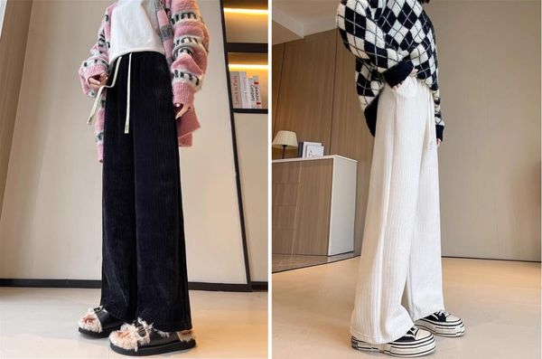 Pantalon femme sexy grande taille de qualité haut de gamme automne et hiver nouveau cachemire chenille épaissi plus gros plus pantalon large XL-8XL