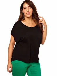 Plus la taille à manches courtes Summer Spring Casual Tops Femmes Retour Criss Cross Loose Fit Tunique T-shirt Femme Grande Taille Blouse 5XL 6XL x9y7 #