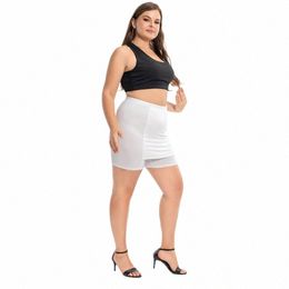 Short de grande taille pour femmes été Modal Cott décontracté Pull sur la taille Bermuda Femme US 5XL 4XL XXXL noir blanc rose bleu o6VB #