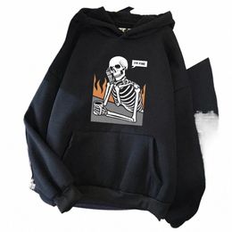 Plus Size Skeletten in Meditati en Keep Ale Print Vrouwen Man Hoody Fi Fleece Capuchon Herfst Winter Bont-liner Trainingspak K5cK #