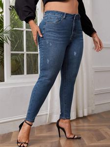Plus size skinny jeans voor vrouwen volledige lengte hoge taille stretch potlood vrouwen jeans herfst legging stretchy wassen 100kgs jeans 240315