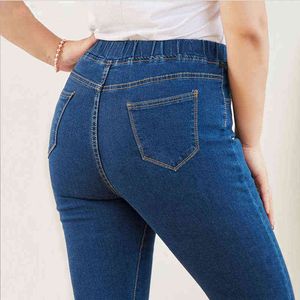 Jeans ajustados de talla grande para mujeres Buena cintura elástica Material elástico Control de barriga Mamá 5XL 6XL Curvy 211129