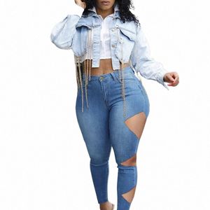 Plus Size Straat Asymmetrisch Uitgesneden Gat Stretchy Skinny Jeans 3XL Vrouwen Party Club Outfits Sexy Gerijpte Mid Taille Potlood denim Broek D1E5 #