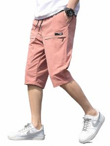 Plus Size Summer Capris Pantalons Hommes Respirant Cool Mollet Longueur Pantalon de survêtement court 3/4 Droit Lâche Casual Pantacourt 8XL 70An #