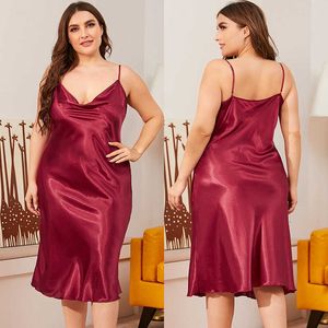 Plus taille des créateurs d'été robes de nuit en gros pour femmes pyjamas de pyjamas babydoll satin set oversize nightgown