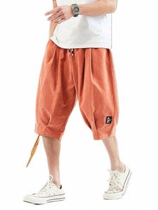 Pantalon sarouel d'été grande taille pour hommes, jogging court, style chinois, longueur mollet, décontracté, Baggy, pantalon Capris, 8XL w4z5 #