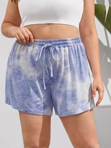Plus taille Summer Loose Casual Shorts Women Tie Dye Trawstring Taist High Stretch Lounge Shorts féminins Shorts de grande taille 5xl 6xl 240506