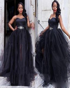 Plus size sweetheart zwarte prom -jurken met kristal formele avondjurken Saoedi -Arabisch vestidos de gala party prom jurk9619193