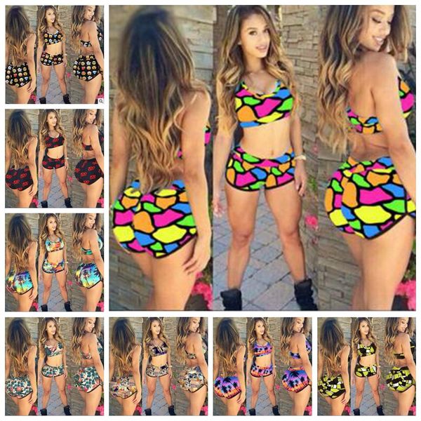 Traje de baño de talla grande Mujer Bikini con estampado digital Traje de baño sexy Bikinis de verano Crop Top Shorts Trajes de baño Moda Tankini Ropa de playa B4096