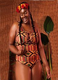 Traje de baño de talla grande para mujer, traje de baño de una pieza para mujer, traje de baño africano grande, traje de baño para mujer obesa, Monokini brasileño con estampado 4XL Y23980742