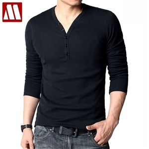 Plus Size T-shirt Mannen Lente Herfst Elastische Katoenen T-shirt Heren Solid Color Tshirt Button Collar Lange Mouwen Top Tees 210716