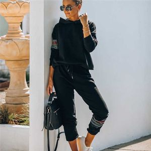 Plus Taille Survêtement Femmes Deux Pièces Ensemble Automne Vêtements Pull À Capuche Sweat-Shirt Haut Et Pantalon Sweat Costumes Ensembles Pour Femmes Tenues Y0625