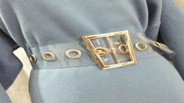 Plus taille transparente ceinture dames taies ceintures transparentes pour femmes boucle or trapézoïde