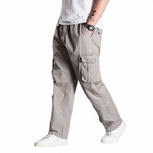 Pantalon cargo à la mode pour hommes, plus la taille, décontracté, droit, ample, baggy, hip hop, sarouel, taille élastique, streetwear, vêtements pour hommes i8xQ #