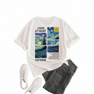 Plus Size T-shirt Fi Top Tees Vrouwelijke Vincent Van Gogh Harajuku Esthetische T-shirts Vrouwen Olieverf Ullzang Grappige T-shirt 26EV #