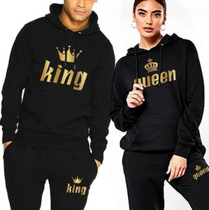 Survêtements de mode unisexe grande taille 2 pièces tenues hommes et femmes QUEEN impression sweats à capuche à manches longues vêtements de sport pantalons doux chaud confortable pull