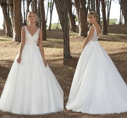 Plus taille V cou de ligne une ligne robes de mariée