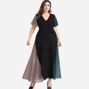 Taille plus Vneck Summer Elegant Mariffon Party Dres Sleeve MAEVE MAXI Casual Dress Sash Evening 6xl 240420