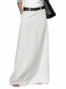 Plus la taille VONDA élégant Lg jupes femmes Fi couleur unie Maxi jupe plissée poches lâches décontractées taille haute Vintage bas e9m5 #