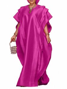 VONDA Summer Maxi Dr 2024 Femmes Élégantes Manches courtes Volants Satin Party Sundr 2023 Casual Robe de couleur unie K2jo #