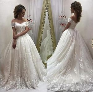 Robe de mariée grande taille élégante épaule dénudée sur mesure dentelle appliques robes de mariée robe de mariée