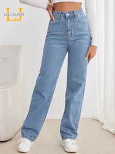 Jean à jambes larges grande taille pour femmes taille haute extensible coupe ample Denim jean pantalon pour dames 100kgs 175cm de hauteur droite 240315