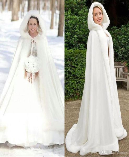 Tallas grandes Invierno 2019 Chales nupciales Chaquetas Capa Piel sintética Capas navideñas Con capucha Abrigos de boda perfectos Vestidos de novia Abaya 3089150