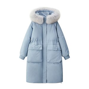 Plus Size Winterjassen Voor Vrouwen Donsjacks Parka's Met Capuchon 3XL 4XL 5XL Vos Bontkraag Warme Bovenkleding Zwart blauw