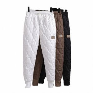 Pantalones de invierno de talla grande para mujer, pantalones gruesos y cálidos, pantalones harén femeninos elásticos de cintura alta, pantalones sueltos informales, pantalones 4XL 44IK #