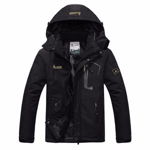 PLUS Taille Veste d'hiver Hommes Chaud Parka Casual Windbreaker Imperméable Vestes de neige en molleton Velvet Manteaux à capuche