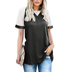 Camisetas de la mujer de talla grande Summer Ock Leopard Patchwork Camisetas de manga corta Moda femenina Tops negros