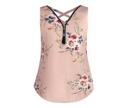 Ropa para mujeres de talla grande 5xl Vneck estampado Floral Floral Top Top Summer Sexy Tanks Femenino 2018 Hollow Out Haut Femme 6253355328