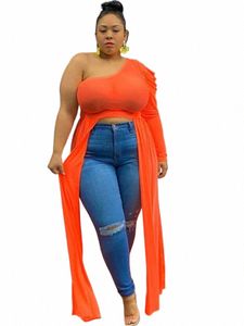 Plus la taille des femmes Vêtements Mesh Top une épaule Top Streetwear Transparent Sexy Lg Blouse Dr gros en vrac Dropship n7Sy #