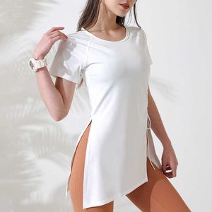 Ropa de talla grande para mujer, camiseta de secado rápido, camisetas para correr, camiseta de manga corta para Fitness, Top de Yoga ajustado, transpirable, deportivo largo