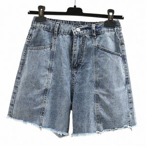 Plus la taille des femmes Denim Shorts 2023 Summer Fi Jeans droits Pantalons chauds en vrac surdimensionnés Courbe Vêtements J4-1048 p8av #