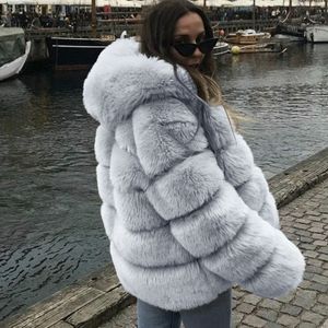 Plus maat dames nertsen lagen winter capuchon new faux bont jas warm dikke bovenkleding jas vrouwen winter warme jas