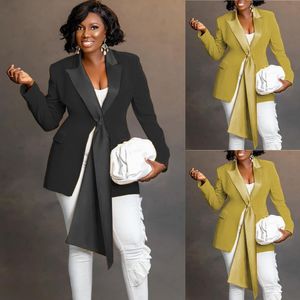 Grande taille femmes bureau Blazer costumes plus récent 2022 piste concepteur mince ajustement texturé veste manteau une pièce