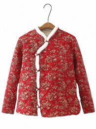 Vestes d'hiver de vêtements pour femmes de grande taille Veste chaude avec manteau épais de style chinois Frs avec coton et peluche à l'intérieur X3Xt #