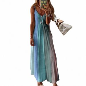 Plus Size Dr Fi Tie Dye Rayé Imprimé Col V Halter Dr Casual Sleevel Beach Lg Dr Sundres S2Jz #