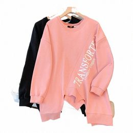 plus maat dames onregelmatig ontwerp letterprint top roze zwarte forens hoodie lente-uitje kleding 2x groot tot 6x groot y8Tp #