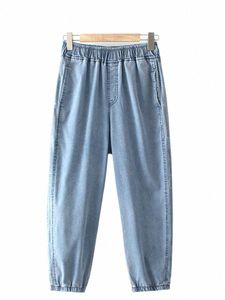 Plus Size Damesjeans Elastische taille Hoge taille Stretch Lente Zomer Stretch Denim Jeans Dunne casual jeans voor rondborstige dameskleding y68U#