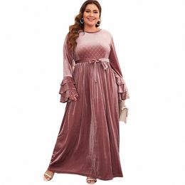 Veet Veet Vêtements pour femmes de grande taille Hiver Brzing Flare Sleeve Gold Casual Dr Elegant Party Dres P9yU #