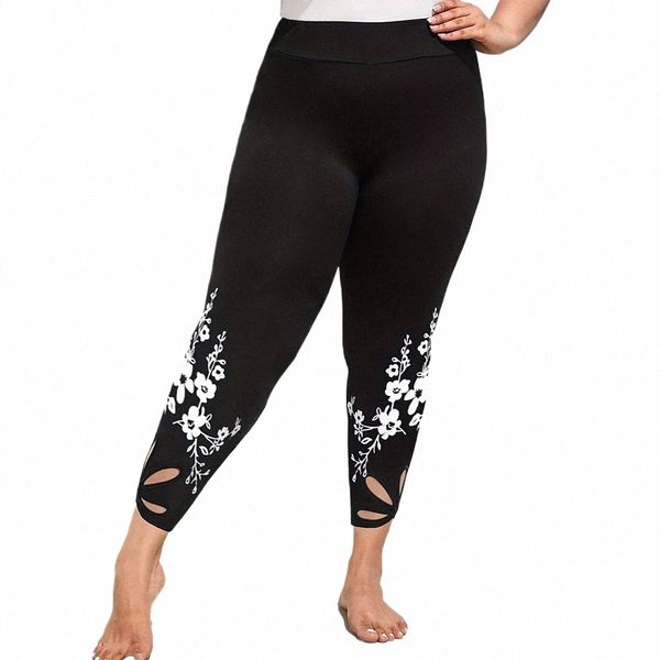 Plus la taille des femmes de yoga leggings découpés hanche abdominale levage taille haute fitn gym exercice leggings vêtements de sport haute 54Z9 #