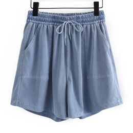 Plus size dames shorts 2023 zomer mode wijd been bodems losse lyocell broek oversized curve kleren T74902 240420