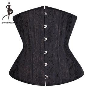 Plus Size Femmes Taille Cincher Shaper Sablier Wasipe Underbust Corselet 26 Acier Désossé Long Troso Corset Avec G String 2834 # J190701