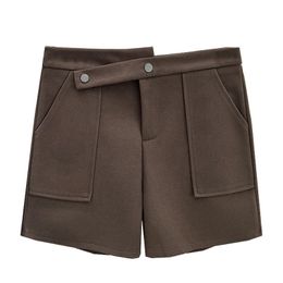 Plus size dames herfst en winter 100 kg modeontwerp wollen shorts casual schuine hoge taille bootcut 1175 240422