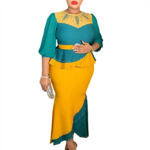 Vêtements pour femmes de grande taille Robe de femme africaine perlée Robes plus